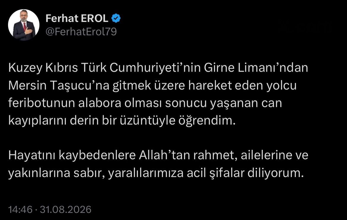Hayatını kaybedenlere Allah’tan rahmet, ailelerine ve yakınlarına sabır, yaralılarımıza acil şifalar diliyorum.